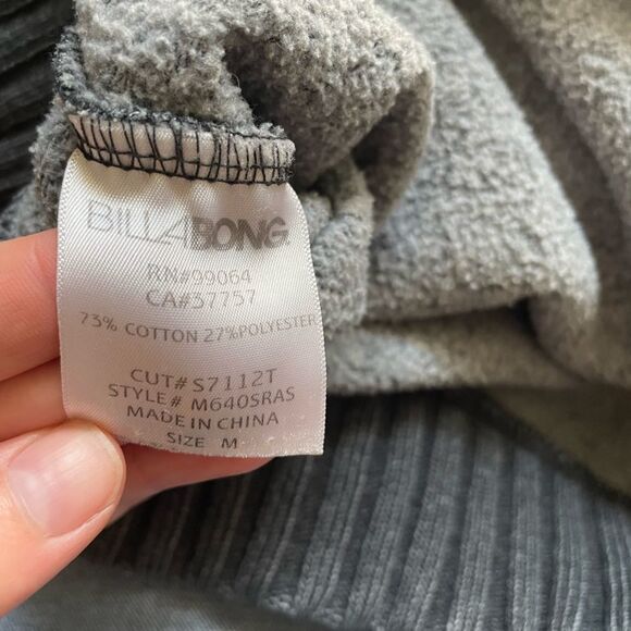 Billabong Men's Distressed Hoodie with Buttons Size Medium Dark Gray Surfer - Picture 6 of 6